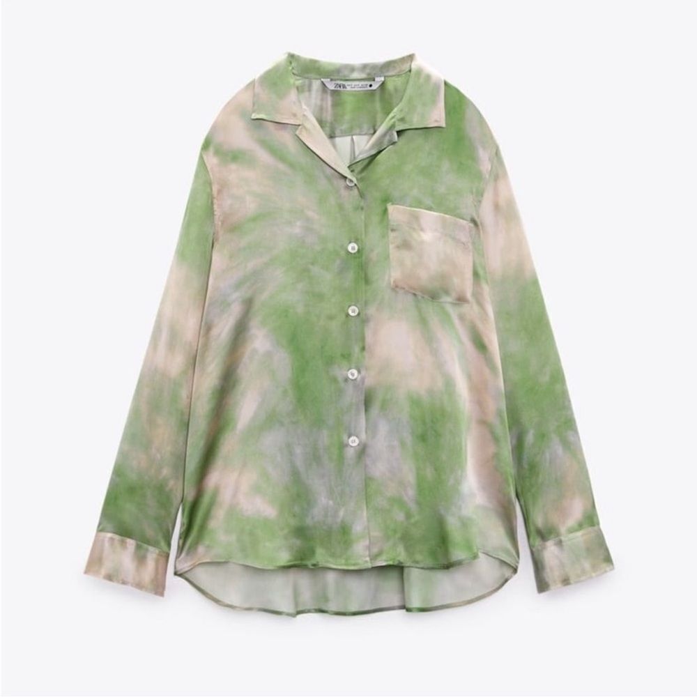 Zara 100% silk tie dye shirt